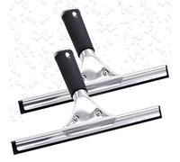 TETEWEVER 2 Pezzi Tergivetro in Acciaio Inox, Tergivetro per Doccia, Lavavetri Professionale 25cm, Tergipavimento Finestre, Spatole Lavavetri per Bagno, Doccia, Auto Vetro, Specchio