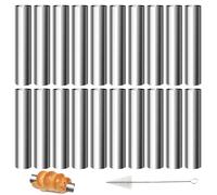 TETEWEVER 21 Pezzi Cannoli Stampi, Stampi per Cannoli Acciaio Inox, 12 x 2 cm, Stampo per Croissant con Spazzola per la Pulizia Stampo Antiaderente per Croissant