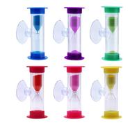 TETEWEVER Set di 6 clessidra per bambini, 3 minuti, set di clessidre colorata, timer con ventosa, orologio per dentatura, timer da cucina, timer per lavarsi i denti, scuola, gioco ufficio