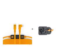 Tether Tools TetherGuard LeverLock e set di cavi, da USB-C dritto a USB-C angolato, 9,4 m, arancione ad alta visibilità