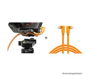 Tether Tools TetherGuard LeverLock + Kit di cavi da USB-C a USB-C, 2 x ad angolo retto 4,6 metri arancione