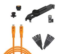 Tether Tools TetherPro Optima 10G Mobile Tethering Kit - 1,8 m dritto a dritto, cavo ORG ad alta visibilità, supporto per tablet AeroTab Large, TetherGuard ThreadMount