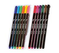 Tetis Fineliner Set di 12 diversi colori a punta triangolare con punta fine da 0,7 mm, penne colorate fine-line di alta qualità per calligrafia, disegno di precisione
