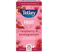 Tetley Bustine di tè al lampone e melograno, naturalmente senza caffeina, infuso di frutta succosa e rinfrescante, perfette per ogni momento della giornata - Certificato Rainforest Alliance - 25