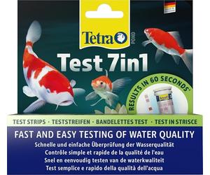 Tetra Pond Test 7in1 - Test dell'acqua per laghetto da giardino, controllo rapido e semplice della qualità dell'acqua nei laghetti da giardino, 1 confezione (25 strisce reattive)