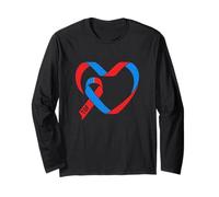 Tetralogia del Nastro Blu e Rosso del Cuore di Fallot Consapevolezza TOF Maglia a Manica