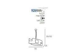 TETRIS COLOR SOSPENSIONE 55CM. 1 LUCE FOGLIA ORO 1121-S55-FO