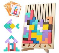 Tetris Gioco per Bambini con Borsa,Puzzle di Legno Tetris Giocattolo Montessori,Cervello Giocattoli, Intelligenza Jigsaw Rompicapo, Regali Educativi per Bambini