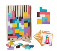 Tetris in Legno, Giocattolo Educativo, Giochi Montessori 3 4 5 6 Anni, Gioco di Impilamento Tetris con Tessera, Giocattolo a Puzzle, Colorato, Blocchi Geometrici, Regalo per Bambini