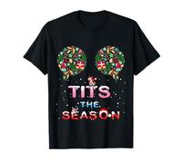 Tette La Stagione Buon Titsmas Tette Rude Santa Dabbing Divertente Maglietta