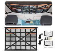 Tetto auto rete bagagli coperta universale con cinghie a croce regolabili e 3 tasche con cerniera indipendenti per quattro braccioli sul tetto auto, furgone, SUV con 2 pezzi per auto