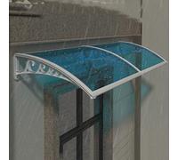 Tetto della porta, tenda da sole d'ingresso moderna, protezione per veranda curva trasparente, protezione UV, pannello blu staffe opzionali nere e oro (80 x 470 cm / 32 x 185)