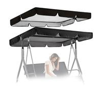 Tetto di ricambio universale per dondolo a 3 posti, in tessuto Oxford 210D, resistente ai raggi UV, resistente alle intemperie, colore grigio, 142,2 x 120 x 17,8 cm