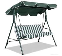 Tetto Di Ricambio Universale Per Dondolo Da Giardino A 3 Posti Telo Oxford 210D Impermeabile Antivento, Sostituzione Per Portico Esterno, Pulizia Facile(Green,164 * 114 * 15cm+150 * 50 * 10cm)