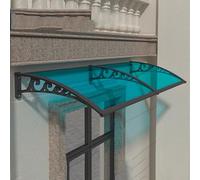 Tetto moderno, tenda da sole trasparente, protezione UV, piastra blu + staffe opzionali bianco/nero e oro (120 x 70 cm/47 x 28 pollici), elegante soluzione d'ingresso