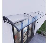 Tettoia da giardino resistente ai raggi UV con finestra curva, 60 x 310 cm, telaio in alluminio, in policarbonato, riparo dalla pioggia, tenda da sole per esterni, protezione solare