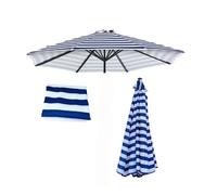 Tettoia di ricambio per tenda da sole, Tettuccio di ricambio for ombrelloni da giardino multicolore 2,0-3,0 m 6/8 stecche(Blue Bar,3.0m/10FT-6Ribs)