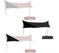 Tettoia esagonale per campeggio, impermeabile e resistente agli strappi, include pali di supporto e borsa portaoggetti (argento oro)