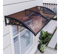 Tettoia impermeabile per porta esterna, telaio in policarbonato e alluminio, colore marrone, ideale per portico, patio, finestra, 100 x 240 cm, resistente alle intemperie per ingresso