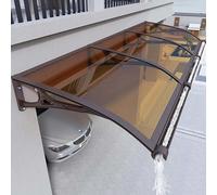 Tettoia impermeabile per porta, telaio in alluminio marrone, 80 x 560 cm, tenda da esterno per ingresso di casa, resistente alle intemperie, protezione elegante contro pioggia e sole
