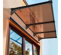 Tettoia in policarbonato, 80 x 220 cm, marrone con staffa nera, protezione da pioggia e neve, protezione da pioggia e neve, copertura per giardino e terrazza, design elegante e moderno per riparo