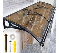 Tettoia moderna in policarbonato, elegante tenda da sole per porta d'ingresso, protezione UV e pioggia, marrone, 60 x 340 cm, resistente riparo da pioggia e neve