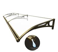 Tettoia per Finestra con grondaia, Copertura per Esterno in Policarbonato Porta d'ingresso per Esterno Tettoia per Patio Protezione UV Pioggia Neve Luce Solare con Raccordi in Metallo Facile da Instal