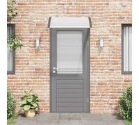 Tettoia per Porta 100x75 cm Nero Trasparente | Policarbonato 5 mm, Staffe ABS, Barre in Alluminio, Resistente alle Intemperie