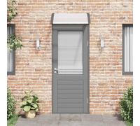 Tettoia per Porta 80x75 cm Nero Trasparente in Policarbonato | Resistente Agenti Atmosferici, Staffe ABS, Barre Alluminio, 3 Pannelli PC