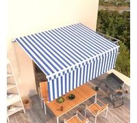 Tettoia per porta di casa, balcone, con braccio snodato, retrattile, 4,5 x 3 m, blu e bianco, adatto per terrazze, balconi, verande