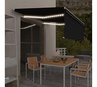 Tettoia per porta di casa, balcone, tenda da sole a braccio articolato, retrattile con persiana, LED 4,5 x 3 m, antracite, adatto per terrazze, balconi, verande