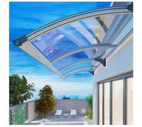 Tettoia per Porta di Casa Pensilina da Esterno in Policarbonato con Staffa in Alluminio Pensilina Ad Arco Antivento Resistente Ai Raggi UV(45x100cm/17.7x39.4in)