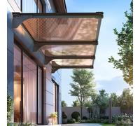 Tettoia per Porta di Casa,Pensilina per Ingresso,Tendalino per Finestra Marrone,Riparo Antipioggia,Copertura in Policarbonato Resistente UV,Tenda da Sole,per Cortile e Balcone (90x170cm/35"x67")