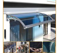 Tettoia per porta d'ingresso con grande grondaia, design silenzioso, autopulente, impermeabile, ideale per ingresso, porta sul retro, patio, 60 x 440 cm, blu