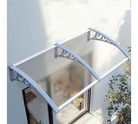 Tettoia per porta d'ingresso per esterni, colore argento, blu, 120 x 400 cm, tenda da sole per finestre, protezione UV, tenda da sole per terrazza, riparo dalla pioggia, elegante copertura esterna