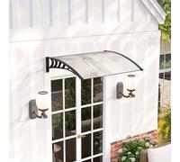 Tettoia per porta esterna Outsunny, realizzata in policarbonato resistente e alluminio, protezione da pioggia e raggi UV per terrazza, balcone, 122x89 cm, Bianco