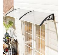 Tettoia per porta esterna Outsunny, tetto in policarbonato e alluminio resistente, protezione da pioggia e raggi UV per terrazza, balcone, 195x75 cm, trasparente