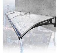 Tettoia per porta esterna, tenda da finestra curva, riparo per veranda, copertura in policarbonato trasparente, staffa nera, protezione dalla pioggia, capacità di carico 150 kg, dimensioni 100 x 210