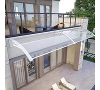 Tettoia per Porta Esterno,Copertura per Pioggia Della Finestra,Pensilina Tettoia per Porta O Finestra Della Lega Di Alluminio Del Policarbonato,Con Le Staffe Curve Bianche,Clear-60x110cm/24x43in