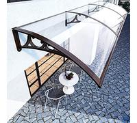 Tettoia per porta in policarbonato impermeabile, copertura curva per tetto del patio, con staffa in alluminio marrone, copertura trasparente per esterni per protezione dalla pioggia (60 450 cm)