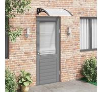Tettoia per porta in policarbonato nero e trasparente, 200 x 75 cm, con staffe in ABS e aste in alluminio per protezione dalle intemperie e passaggio della luce
