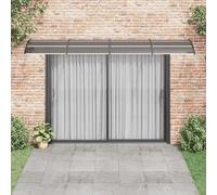 Tettoia per Porta Nera 400x75 cm Policarbonato | Staffe ABS, Barre in Alluminio, Resistente Agenti Atmosferici, 12 Pannelli