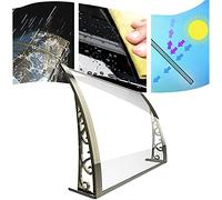 Tettoia per tende da sole per porte-finestre, tettoia per patio Tenda da sole Arco ignifugo Copertura in policarbonato Protezione UV da pioggia e neve con staffa di supporto (Colore: Trasparente, Dime