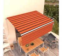 Tettoia per terrazza indipendente, tenda da sole retrattile manuale con tenda avvolgibile 4 x 3 m, arancione e marrone, tenda da sole verticale per esterni, per balconi, terrazze, giardino