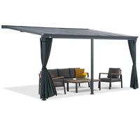 Tettoia per terrazza San Diego in alluminio con tende 3 x 4,3 m CoverTech antracite