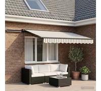 vidaXL Tenda da sole retrattile elettrica grigio chiaro e bianco. 3,5 x 2,5 m, copertura per terrazza Alfresco, moderno affondamento elettrico, eccellente soluzione ombra, telo esterno resistente alle