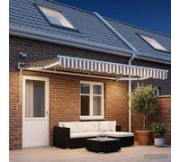 vidaXL Tenda da sole retrattile elettrica grigio chiaro e bianco. 4,5 × 3,5 m, giardino e terrazza, tenda da sole rettangolare moderna, ombra elettrica, protezione solare regolabile, soluzione