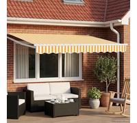 vidaXL Tenda da sole elettrica allungabile giallo e bianco 3,5 x 2 m, tenda da sole automatica, moderna baldacchino elettrico, soluzione parasole estraibile, copertura in alluminio