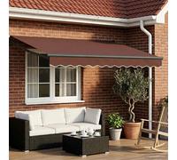 vidaXL Tettuccio Elettrico Retrattile Marrone 3,5 x 2,5 m, Tenda a braccio retrattile automatica, moderna copertura in alluminio, ombra da esterno con luci LED, riparo funzionale