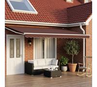 vidaXL Tettuccio Elettrico Retrattile Marrone 4,5 × 3 m, Tenda a braccio retrattile automatica, moderna copertura in alluminio, ombra da esterno con luci LED, riparo funzionale